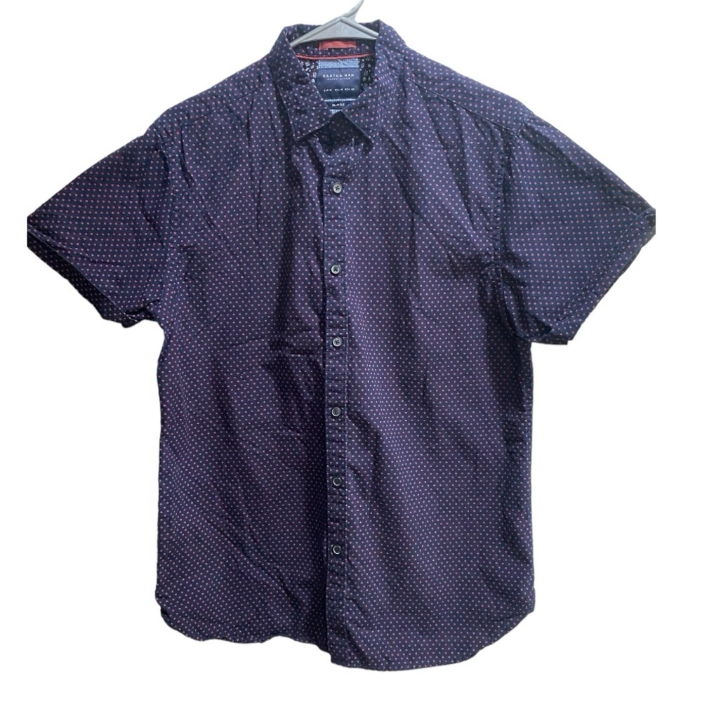 Cactus Man Ricky Singh Blue/Red‎ Button Down Shirt, sz. Medium Slim Fit EUC